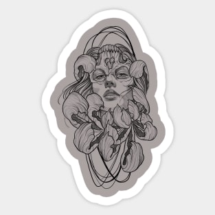 Woman skull flower tattoo Sticker